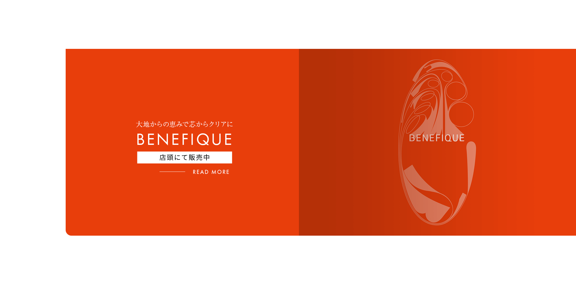 大地からの恵みで芯からクリアに　BENEFIQUE　　店頭にて販売中